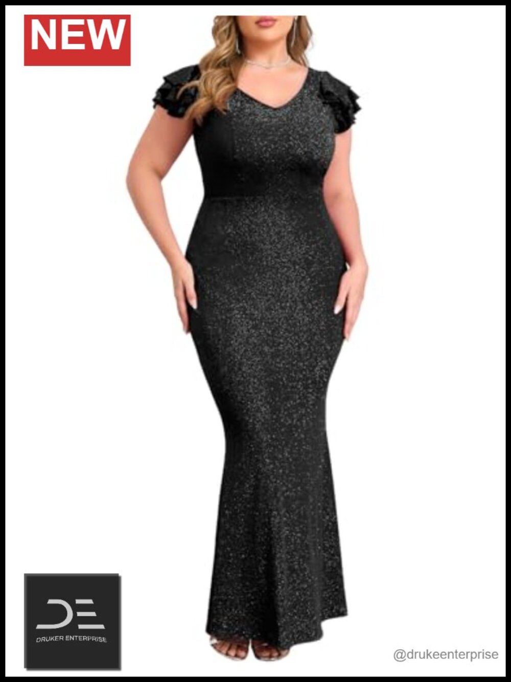 Plus Size Formal Evening Gown Maxi Bodycon Mermaid V-Neck Prom Party Dress